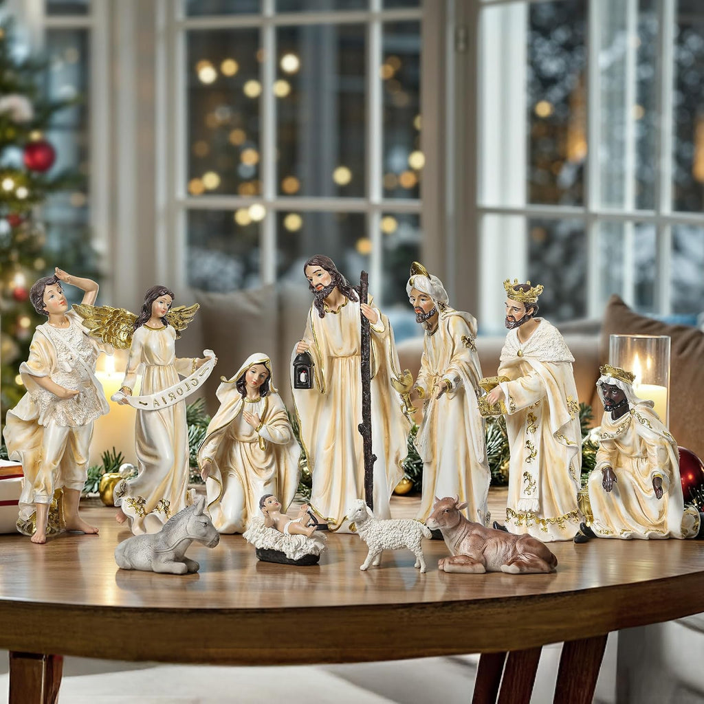 21" Extra-Large Holy Family Statue, 3-Piece Nativity Sets & Figures, Sculpture of Mary Joseph and Jesus, Christmas