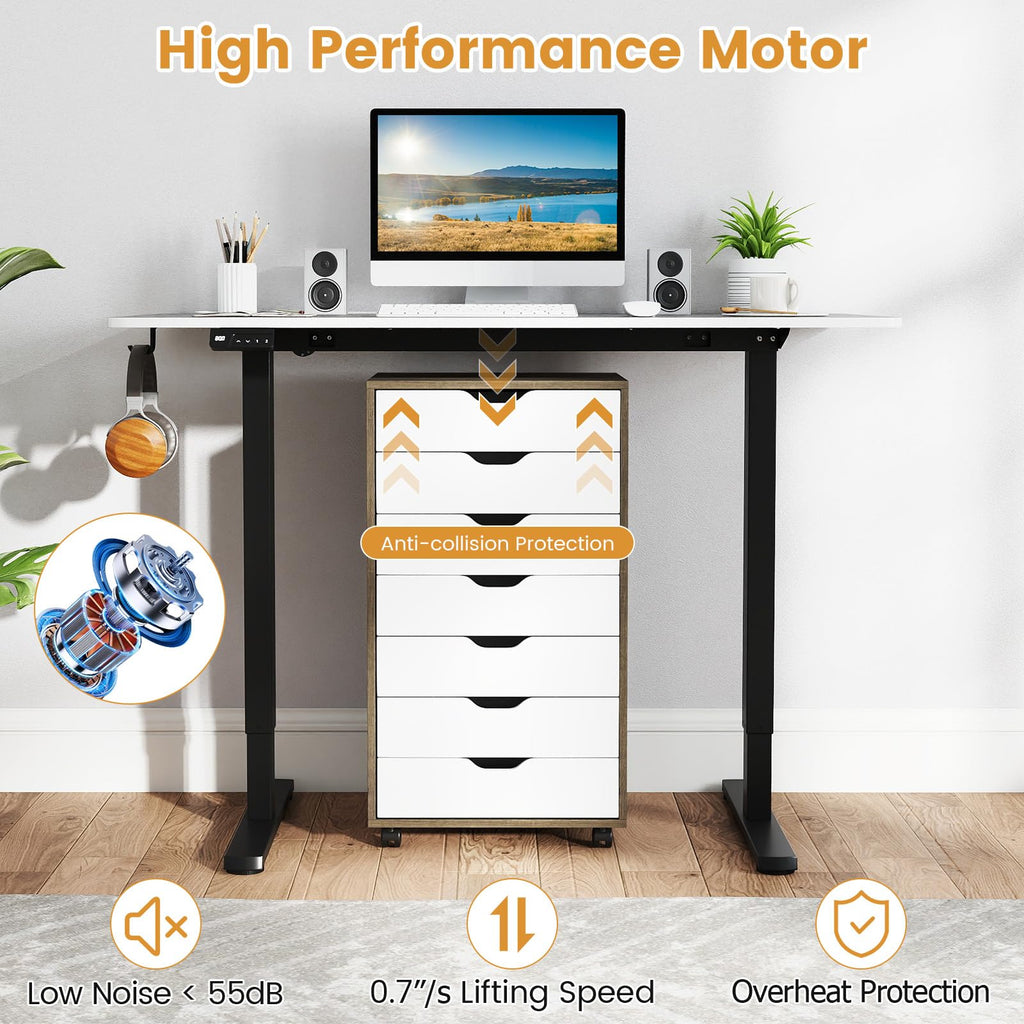 48" x 24" Electric Standing Desk, Ergonomic Height Adjustable Sit to Stand Desk with LED Display & 2 Memory Height