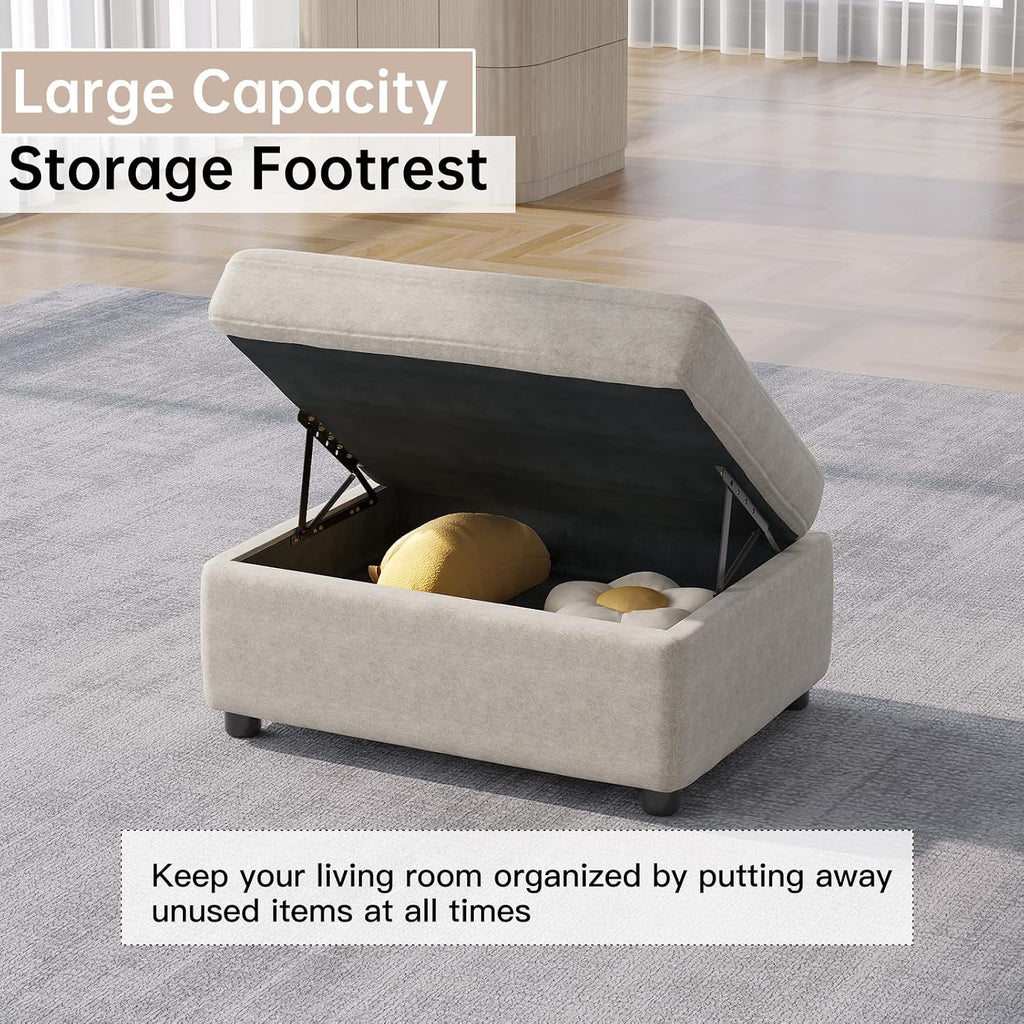 Rectangular Storage Ottoman 33.85 Inch Storage Bench, Velvet Footrest Stools Oversized Single Sofa , Broad Seater