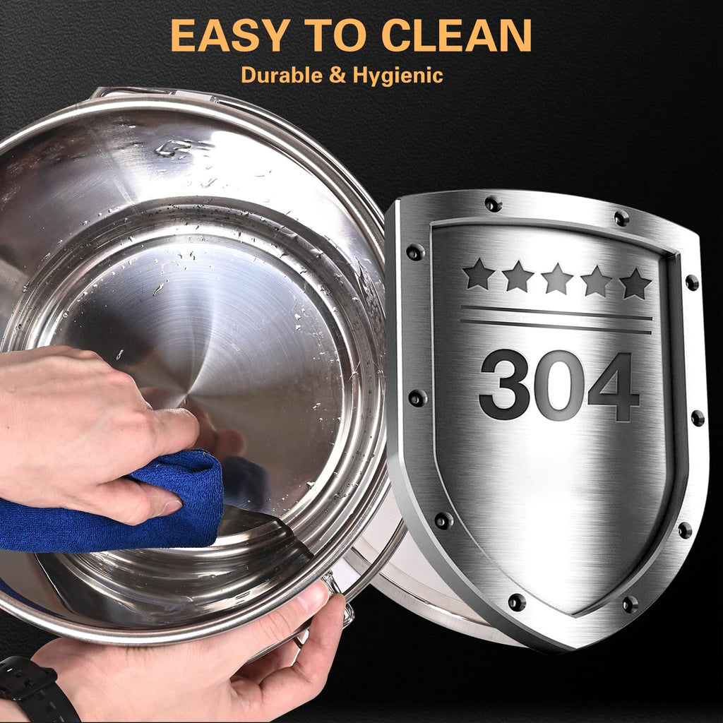 21L/5.6GAL and 12L/3.2GAL Stainless Steel Airtight Canister, Food Storage Canisters with Lid&Locking Clamp for Rice