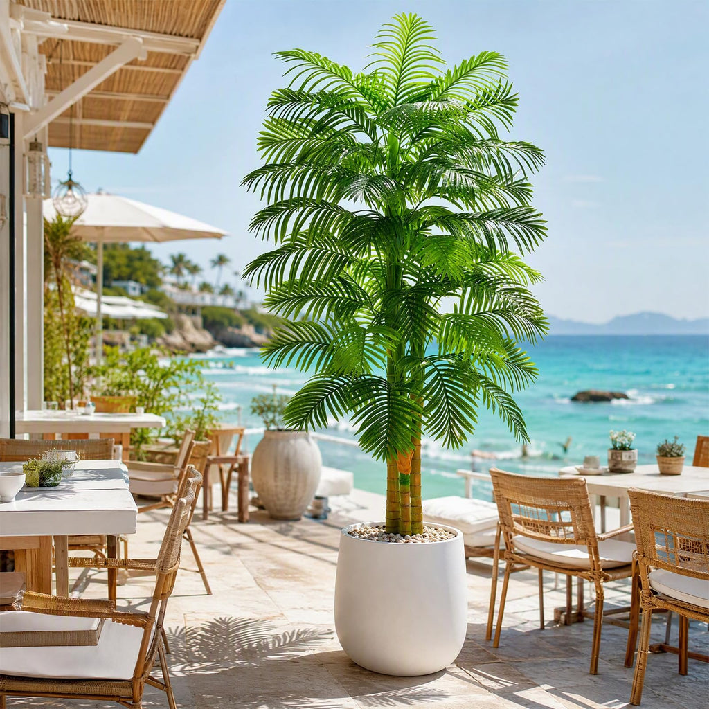 Artificial Golden Cane Palm Tree:6T Fake Tropical Areca Palm Trees