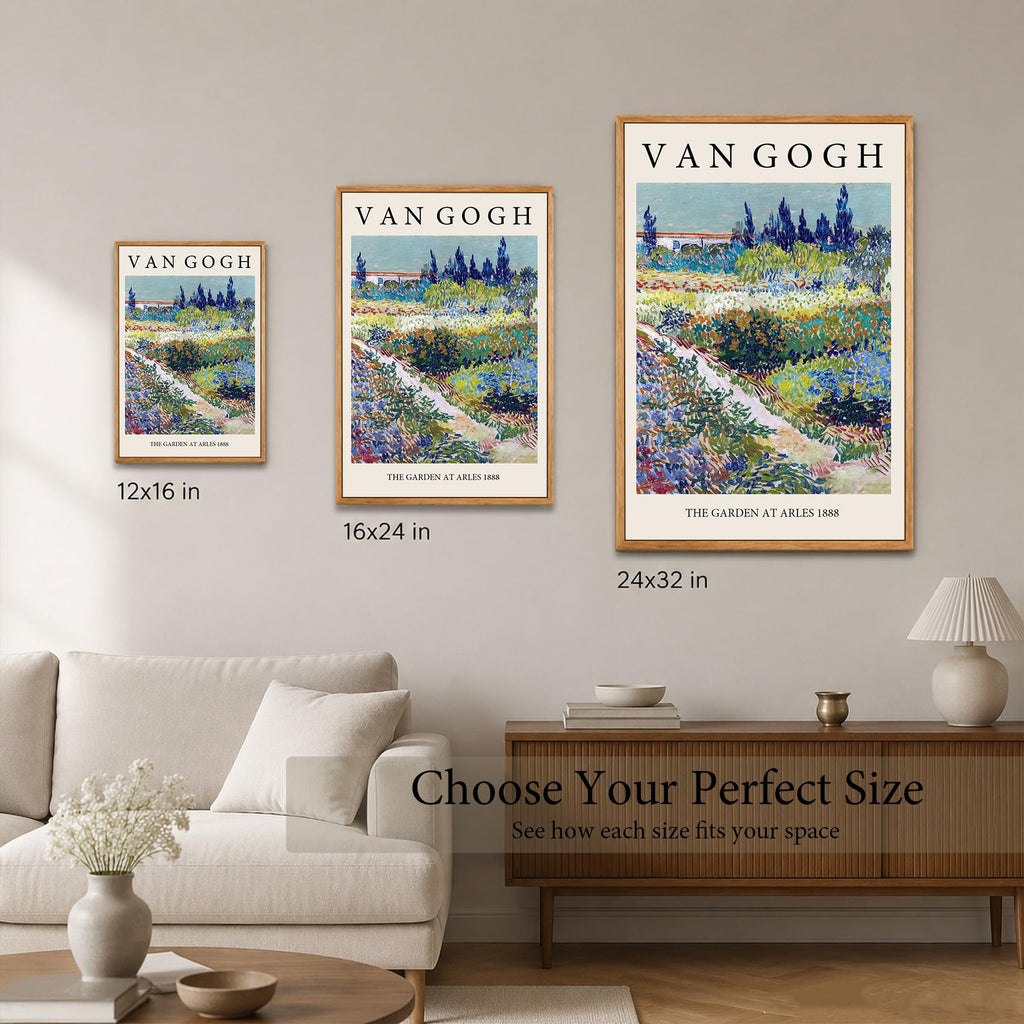 Vincent Van Gogh Framed Canvas Wall Art, Vintage Oil Painting The Garden at Arles Print Artwork, Classical Nature