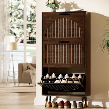 Farmhouse Shoe Cabinet Storage, Slim Hidden Shoe Rack Cabinet