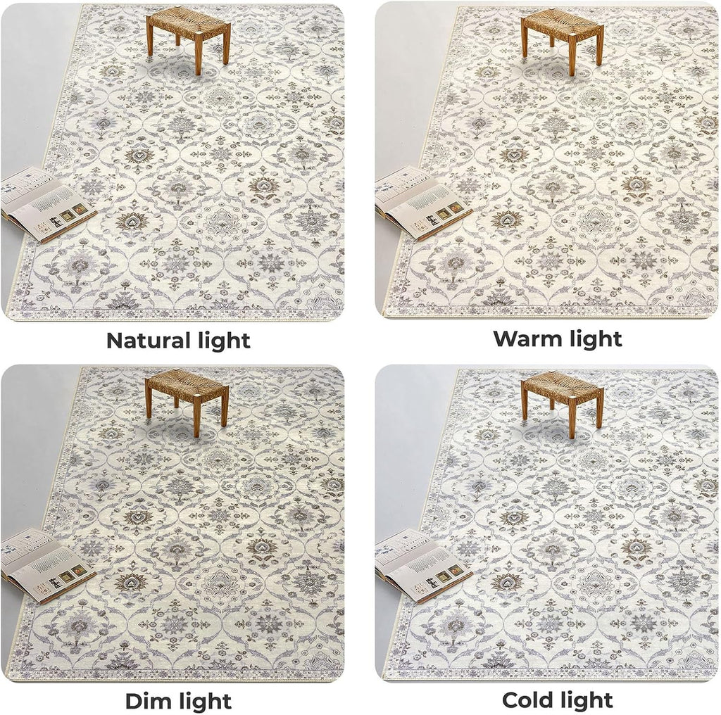 2.6x10 Moroccan Runner Rug, Cream Beige Grey Super Soft Washable Hallway Entryway Runner Rug, Accent