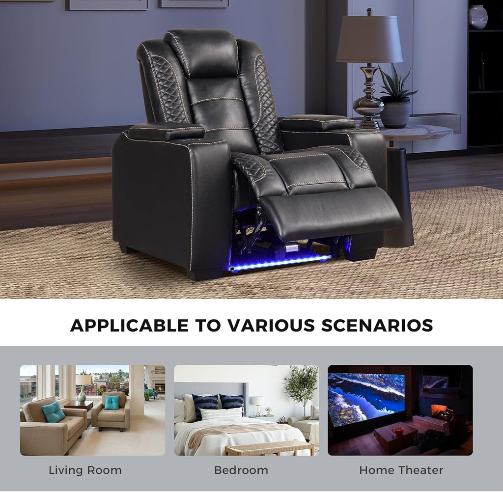 Power Home Theater Seating, Electric Gaming Recliner Chair with Adjustable Headrest