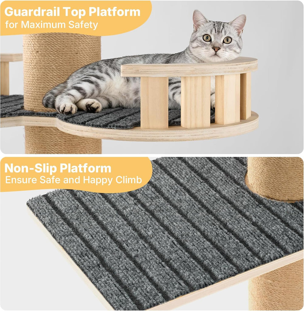 Floor to Ceiling Cat Tree, 61-110" Adjustable Tall Tension Cat Tower