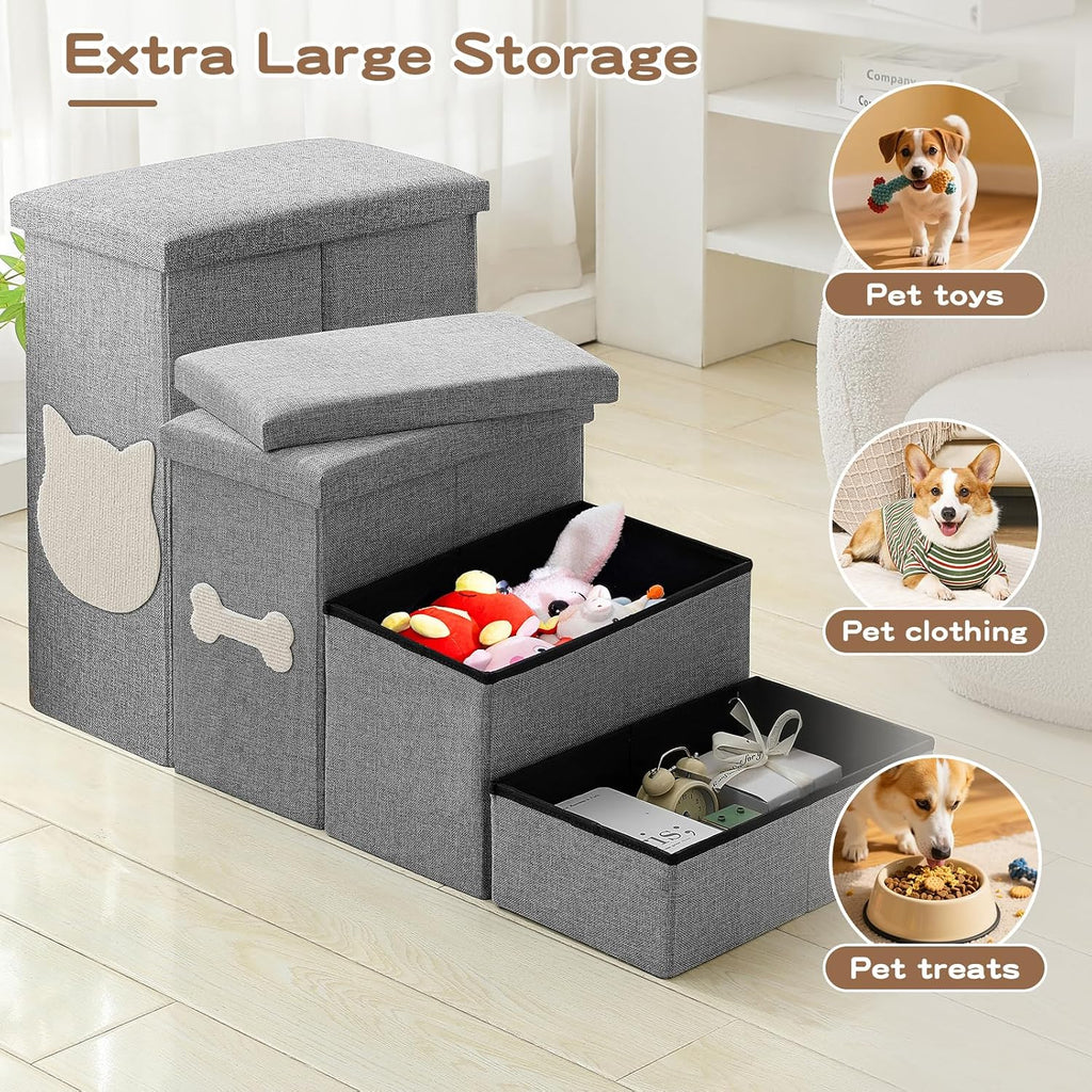 4-Step Dog Stairs for Large Dogs, Folding Dog Steps for High Bed