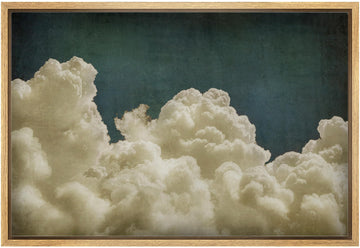 Framed Canvas Print Wall Art Vintage Lone Cloud Classic Minimalist Sky and Cloud Design Illustrations Fine Art