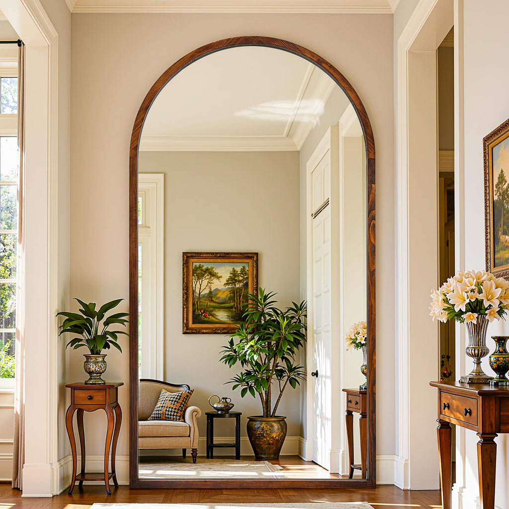 Full Length Mirror 76"×41" Floor Mirror Standing Tall Mirror, Arched Stand up Large Wall Mirrors, Freestanding Full