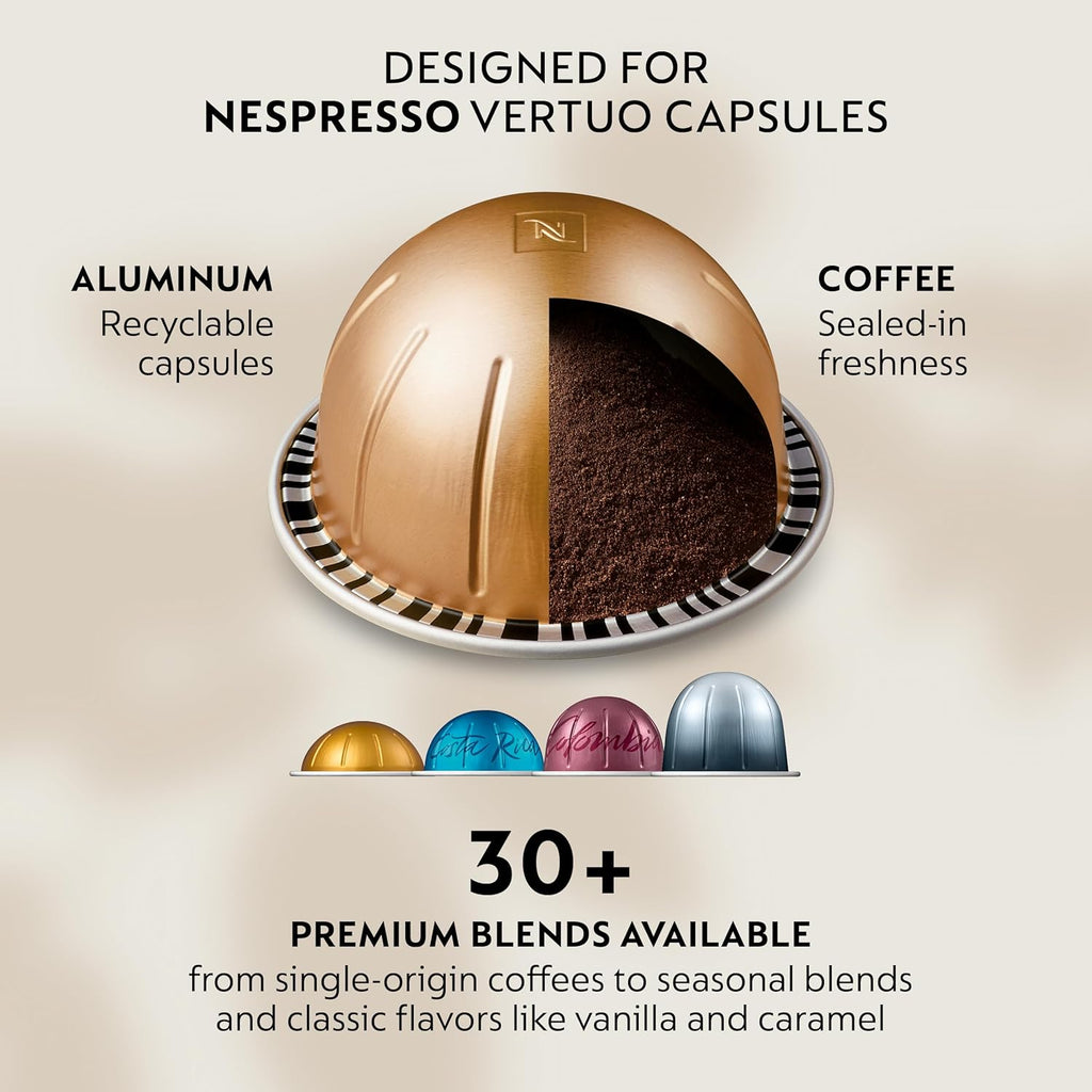 Vertuo Pop+ Coffee Machine with Milk Frother, Coconut White | White coffee and espresso maker by with compact design.