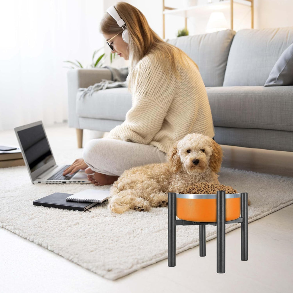 Lifted Dog Bowl Stand - Without Bowls, Single Raise Pet Food Table Adjustable Wide 6-10", Tall 8 10 12" - Bowl Stand