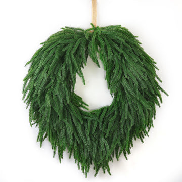 24" Norfolk Pine Christmas Wreath for Front Door - Large Artificial Greenery Wreath for Wall, Porch, or Indoor