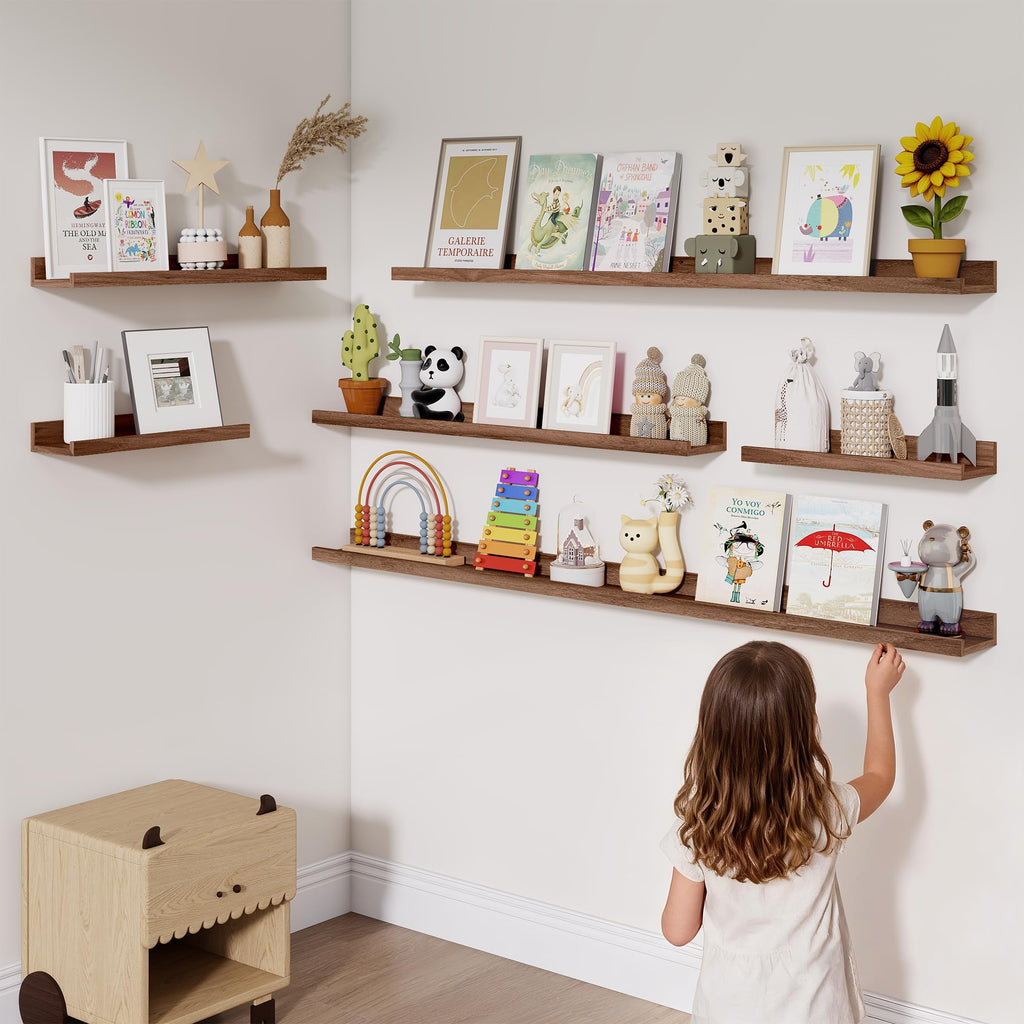 Picture Ledge Shelf, 48 inch Long Floating Shelves for Wall Set of 2, Picture Shelf with Lip for Wall Decor, Living