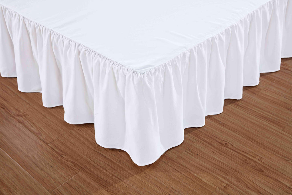 Wrap Around Solid Microfiber Luxury Hotel Quality Fabric Bedroom Gathered Ruffled Bedding Bed Skirt 14 Inch Drop