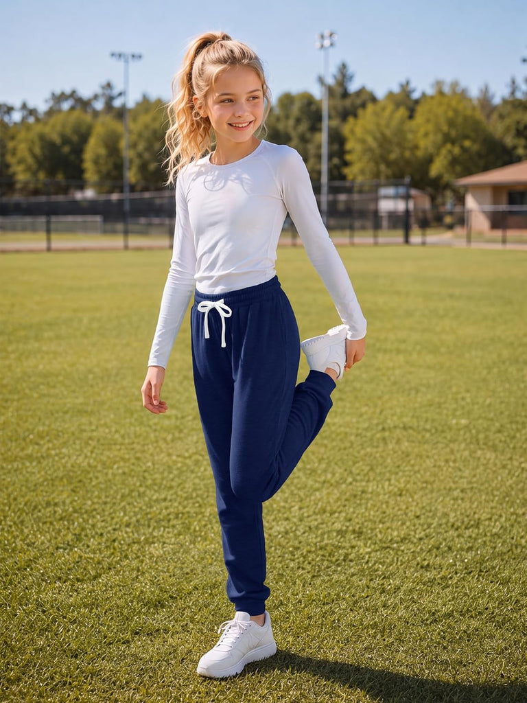 4 Pack Girls Quick Dry Jogger Sweatpants Activewear with Pockets