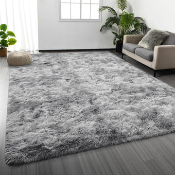 Large Shag Area Rugs 5 x 8, Tie-Dyed Plush Fuzzy Rugs for Living Room, Ultra Soft Fluffy Furry Rug for Bedroom