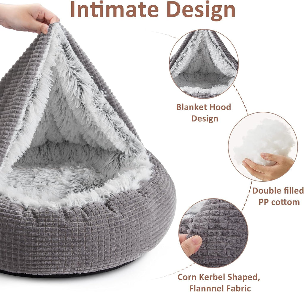 Dog Bed for Small Medium Dogs with Hooded Attached Washable, 26in