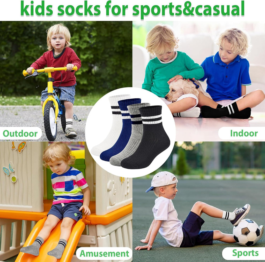 12 Pairs Kids Socks Cotton Athletic Socks for Boys