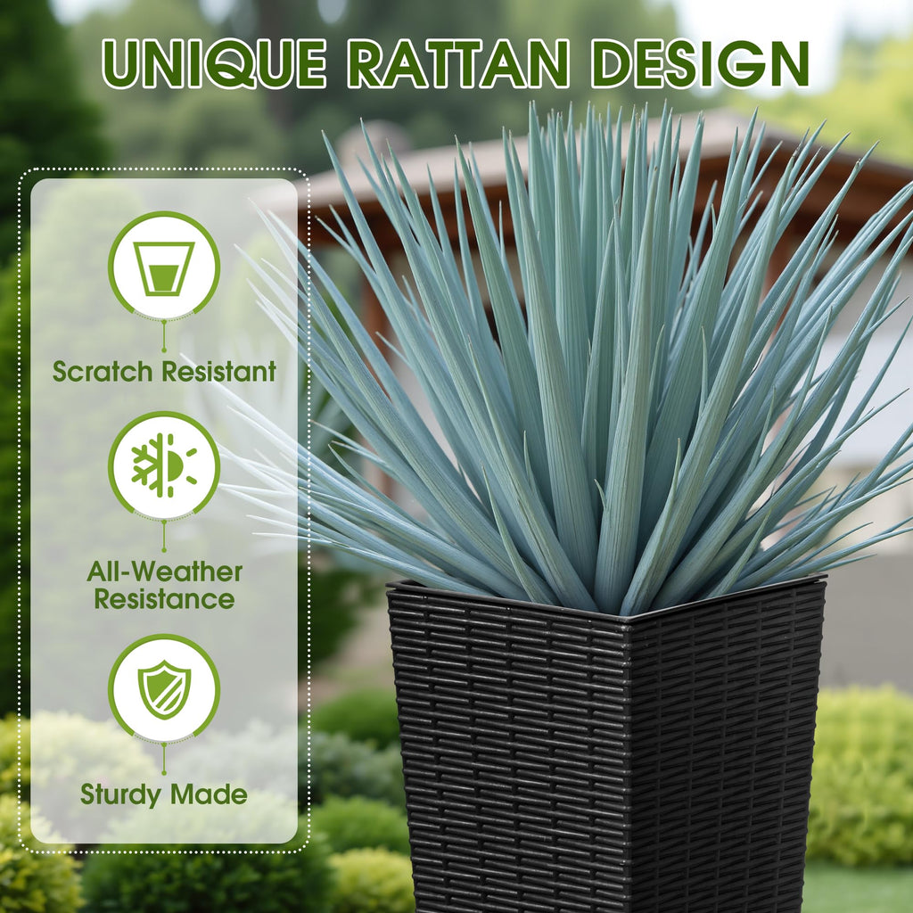 Resin 23.6'' Tall Planters, Large Taper Outdoor Planter