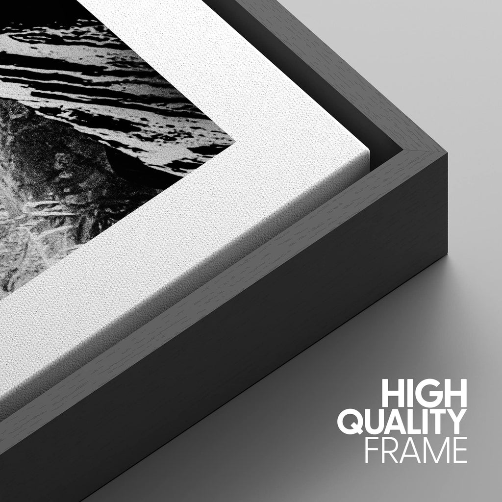 Framed Canvas Print Wall Art Set Black White Snowy Winter Mountain Landscape Nature Wilderness Photography Modern Art