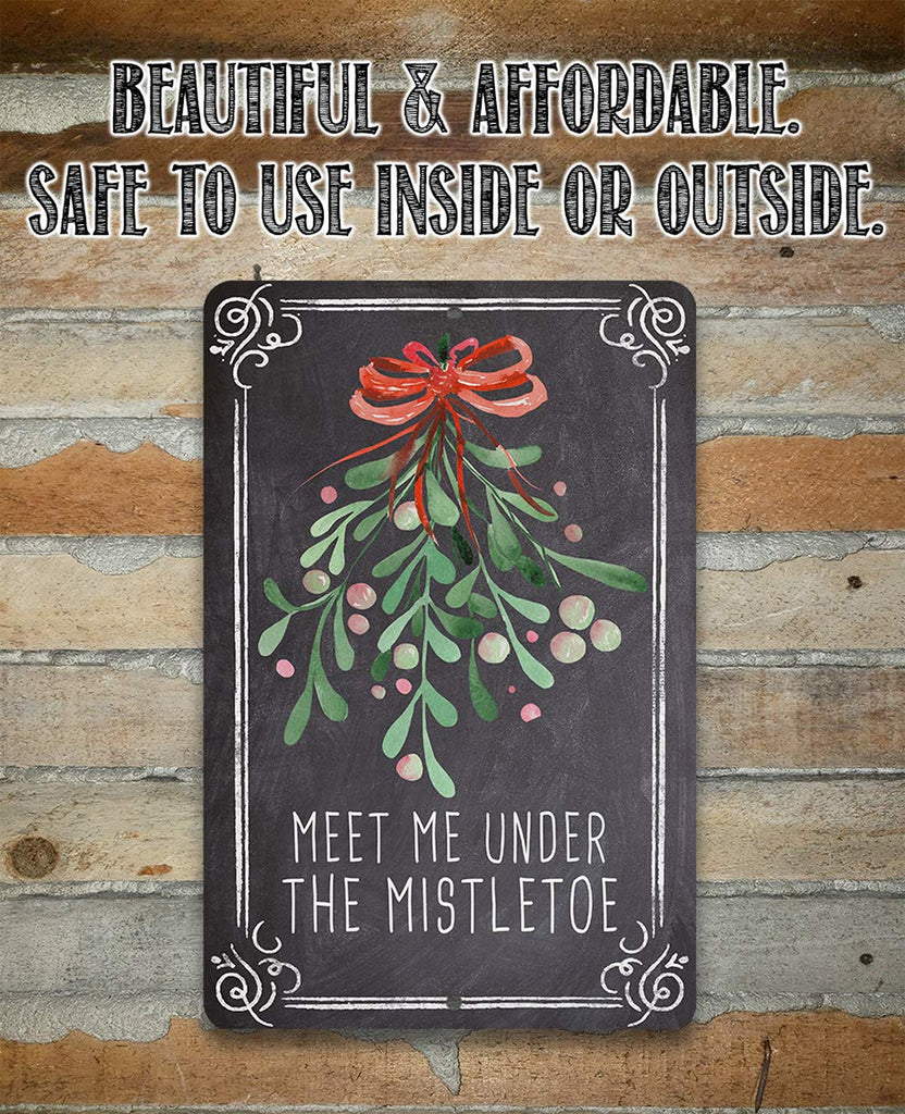 Christmas Home Decor - Meet Me Under Mistletoe - Metal Sign - Winter Holiday Decorations Indoor/Outdoor - Home Decor