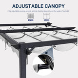 10'x12' Outdoor Pergola with Retractable Canopy, Patio Metal - Image 4