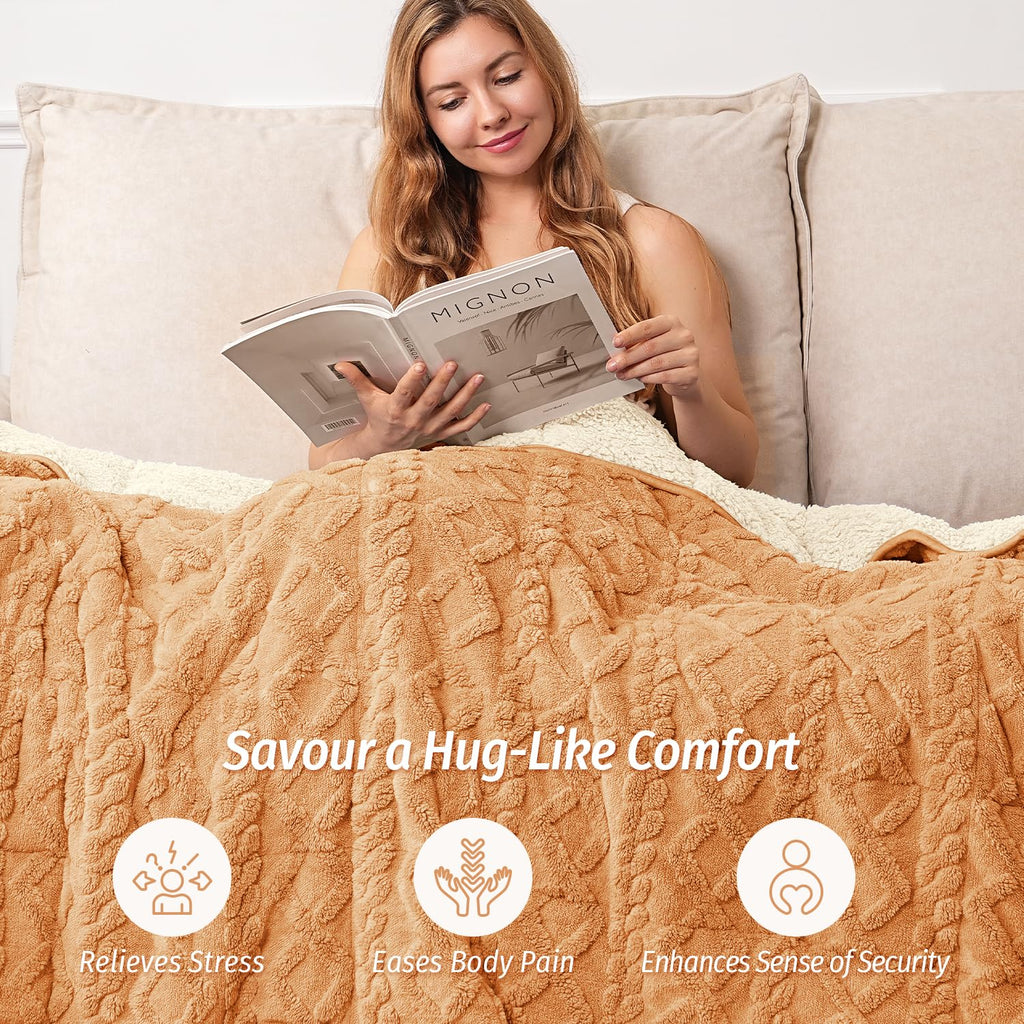 Soft Weighted Blanket for Adults 20 lbs 60" x 80" Orange-Yellow