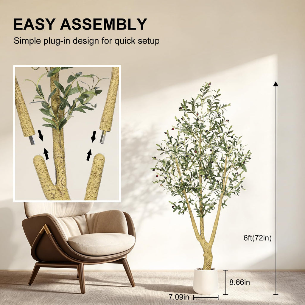 Faux Olive Tree 6ft with Large Planter, Faux Trees Decor