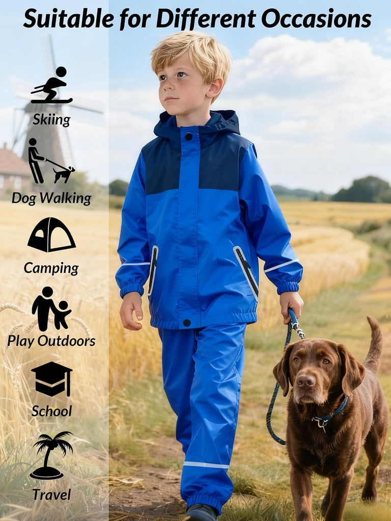 Reflective Kids Rain Suit Boys Girls Youth Waterproof Rain Gear