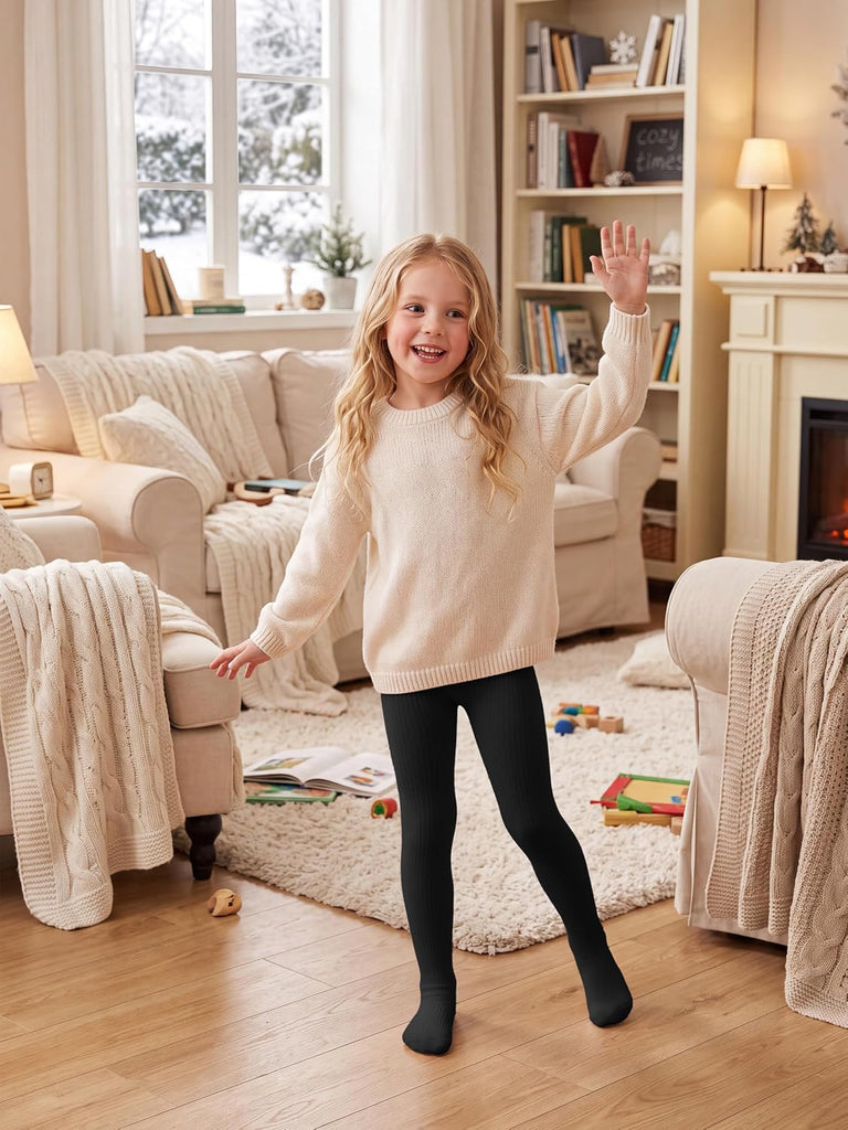 Tights Footed Seamless Leggings Cable Knit Cotton Tights for Kids
