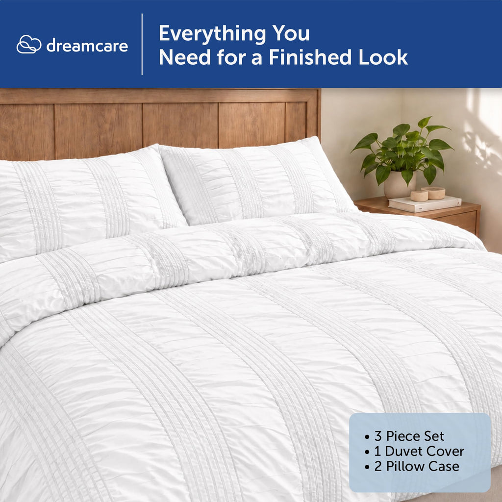 White Duvet Cover - Hidden Zipper with 8 Internal Ties, 3pc