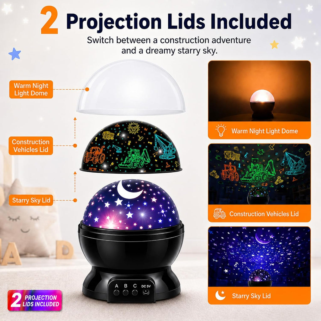 Kid Night Light Projector for Boy | Car Nightlight Star Projector for Kids