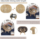 Farmhouse Round Extendable Dining Table with 16" Leaf Wood Kitchen Table (Natural Wood Wash)