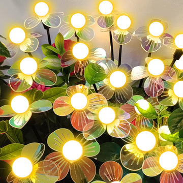 Solar Garden Lights Flowers 4 Pack of 24 LEDs Swaying Firefly Garden Decor