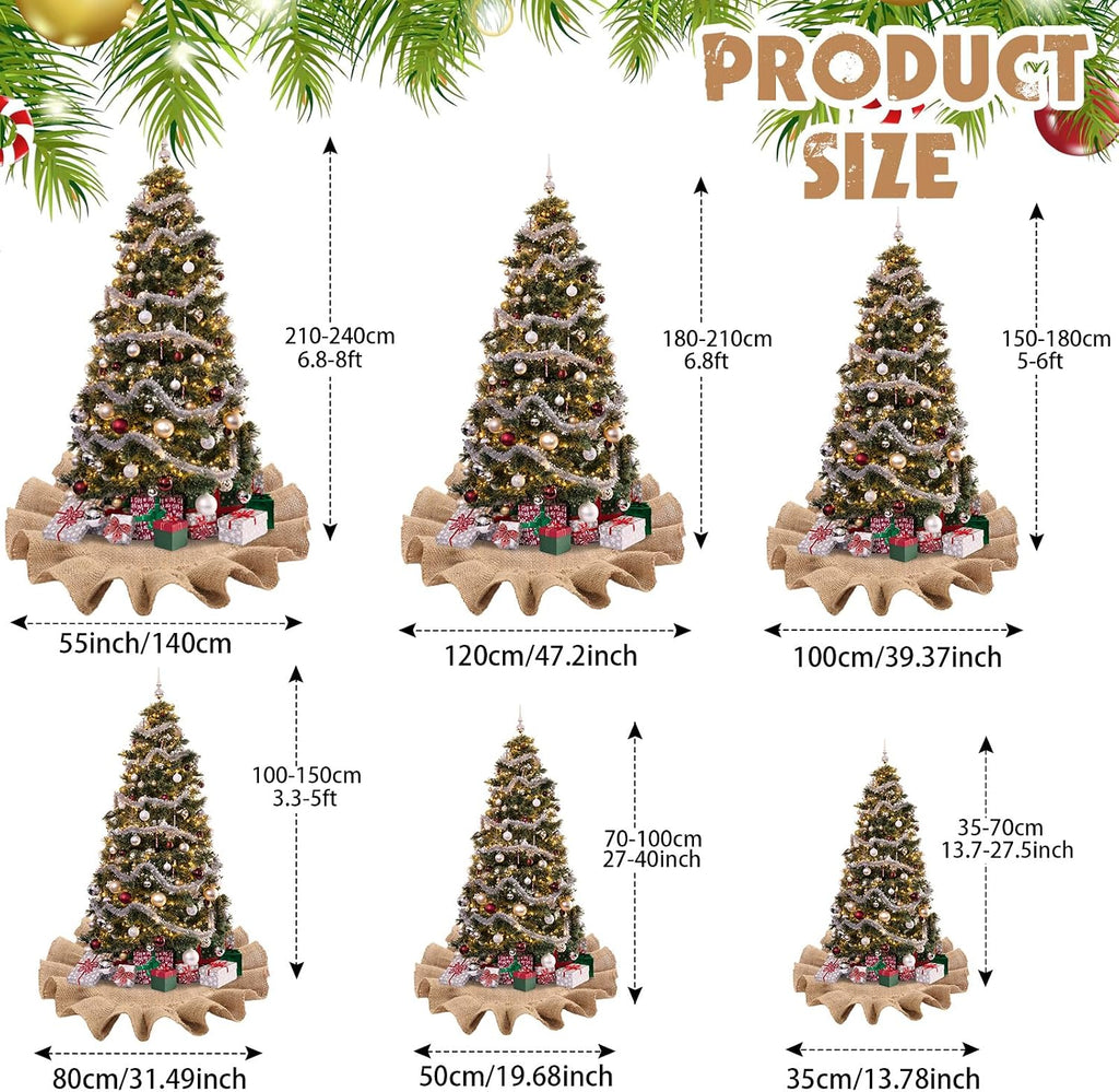 31 Inch Christmas Tree Skirt Decor, Ruffled Burlap Tree Skirt, Linen