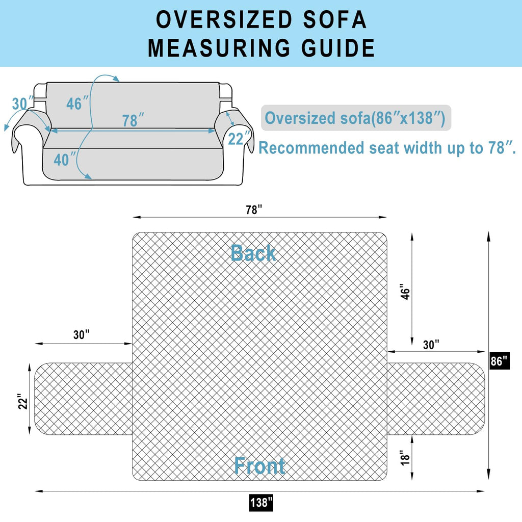 Oversized Sofa Cover for 3 Cushion, Chocolate/Beige