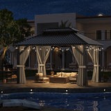 10'x12' Gazebo Hardtop Gazebo, Aluminum Frame Pergola with D - Image 4