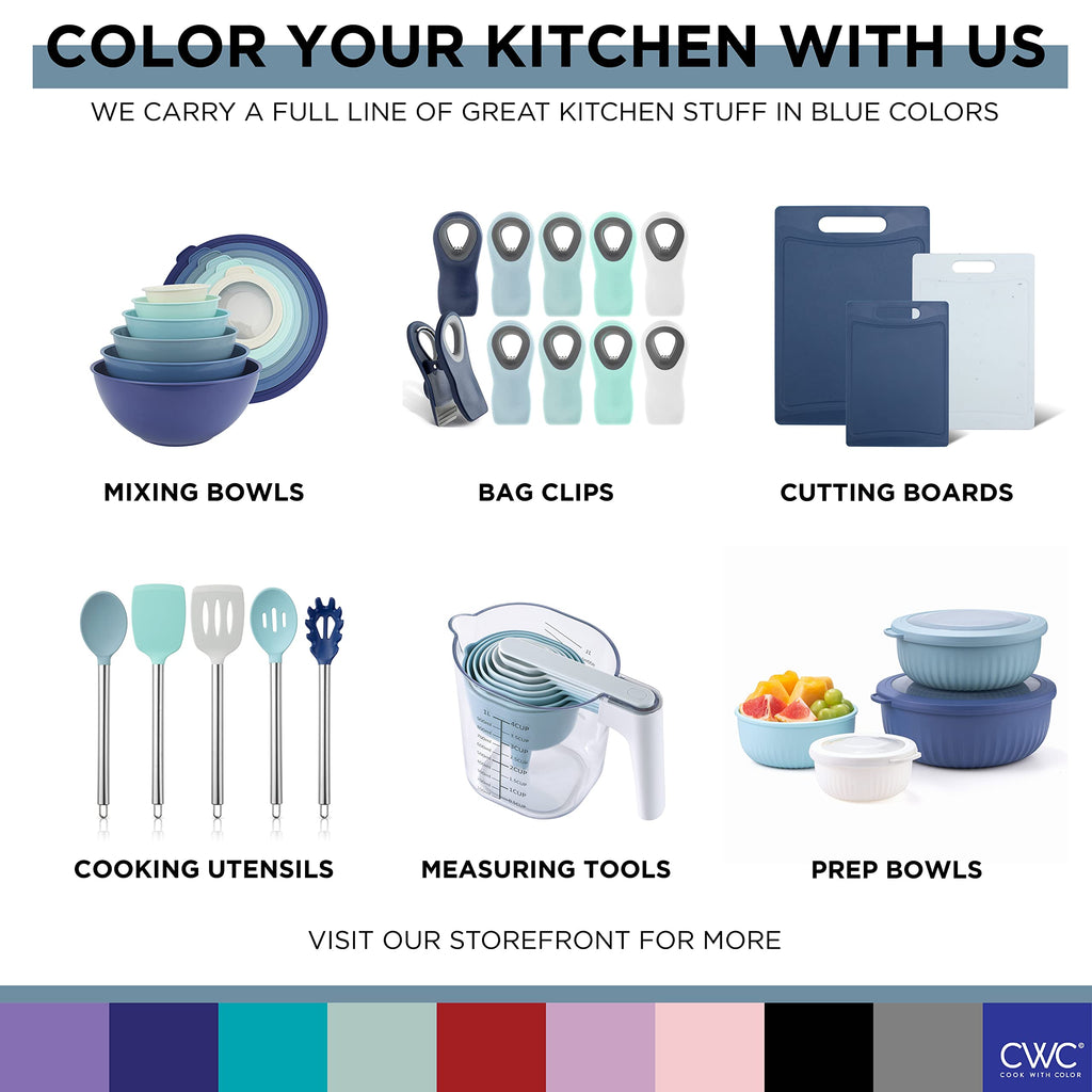 Mixing Bowls with Lids - 12 Piece Plastic Nesting Bowls Set includes 6 Prep Bowls and 6 Lids, Microwave Safe Mixing