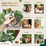 Cat Tree with Leaves - Stable & Space-Saving Design - 4 Scratch Levels & 5 Scratching Posts