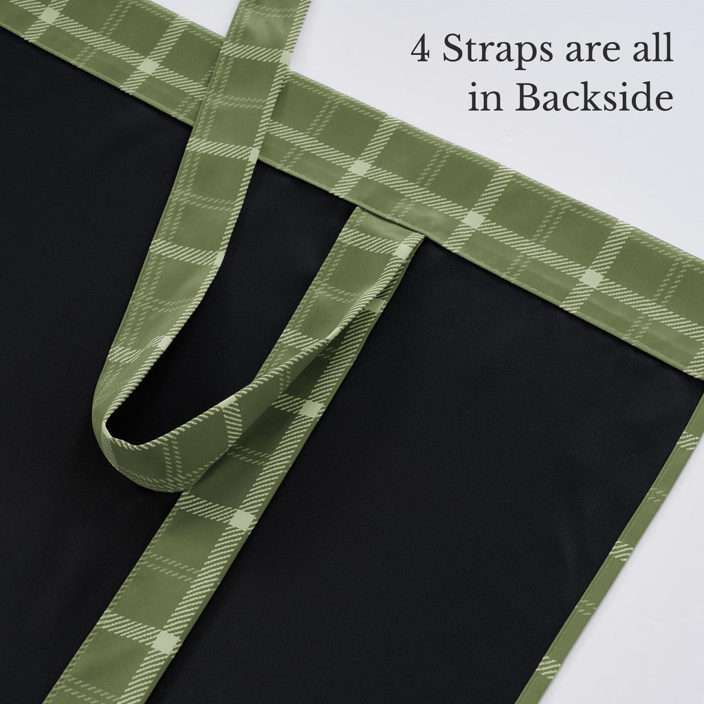 Green Plaid Ballon Shade 100% Blackout Kitchen Curtain, 46x63, 1PC