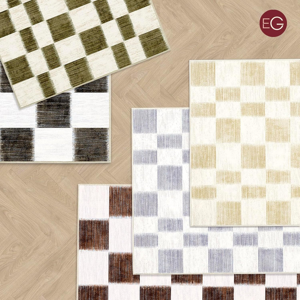 Checkered Plaid Area Rug 2x6, Soft Fuzzy Faux Wool Rugs Washable Anti Slip Rugs Long Runner Rug Carpet Bedroom Living