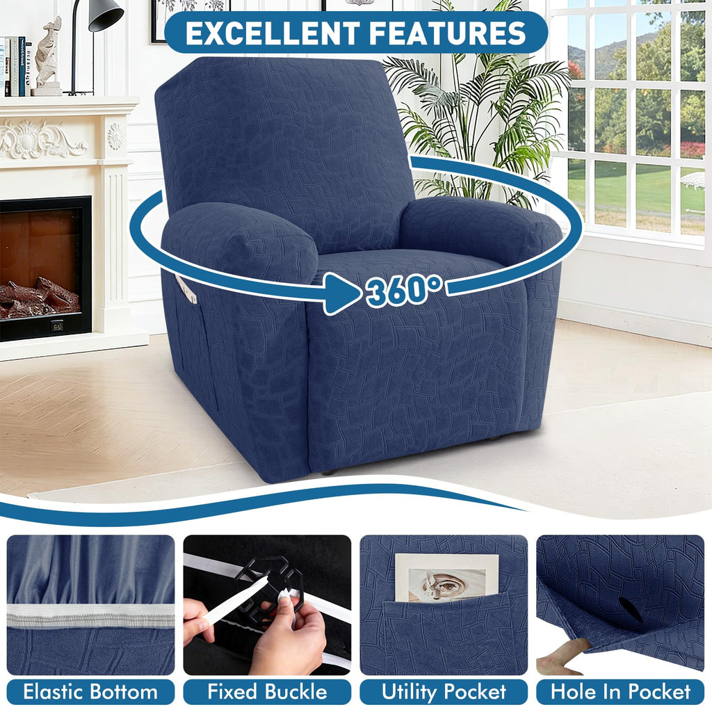 Waterproof Recliner Cover Washable 3 Pieces Recliner Chair Covers with Elastic Bottom Non Slip Cover for Lazy Boy