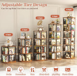 6 Tier Rotating Bookshelf Tower, Revolving Bookcase, 360° Round Spinning Book Shelf
