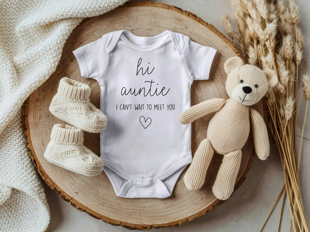 Hi Auntie I Can't Wait To Meet You Pregnancy Announcement Infant Bodysuit - Surprise Gift For Aunt, Sister, Sister In