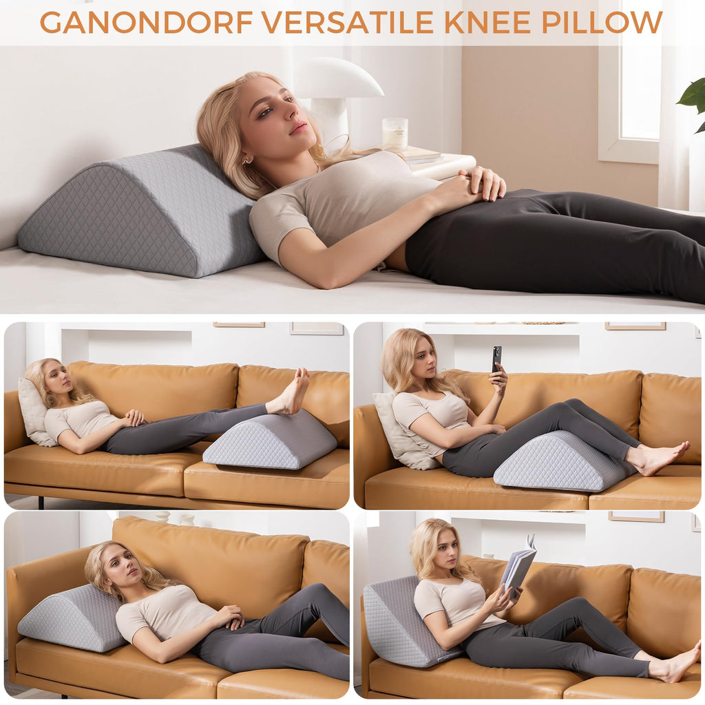 Knee Wedge Pillow for Post-Surgery Recovery-Leg Elevation Support for Sleep Position, Alleviating Lower Back & Hip