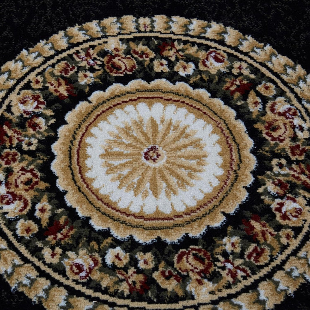 Dynamix Optimum Athens Area Rug, Updated Oriental Medallion, Black/Beige