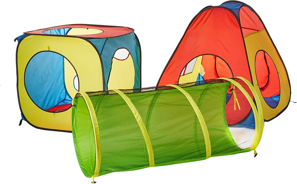 8 in 1 Pop Up Kids Play Tent with 4 Tunnel, Indoor/Outdoor Playhouse