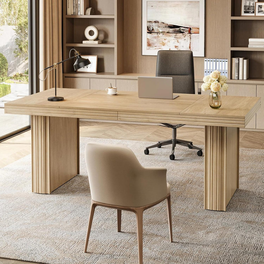 63" Executive Desk, Modern Executive Office Desk with Thickened Desktop and Heavy-Duty Legs