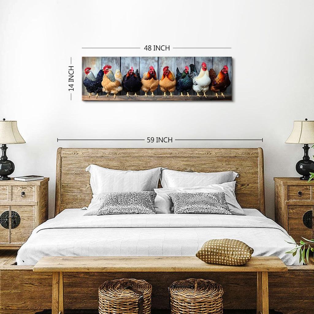 Country Chicken Canvas Wall Art Rooster Kitchen Decor Rustic Farmhouse Coop Picture Prints Decorations Colorful Farm