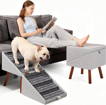 Dog Ramp for Couch Ottoman 2-in-1 Foldable Dog Stairs for Small Dogs
